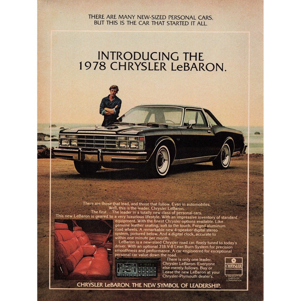 1978 Chrysler LeBaron Vintage Car Advertisement Print Ad - Picture 1 of 1
